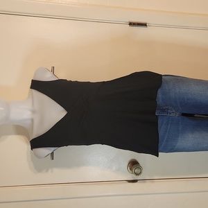 Banana Republic Black V Neck Women's Tank Top Size Small Silky Rayon Blend